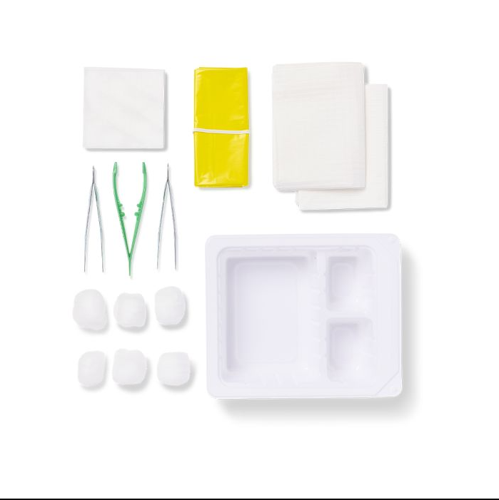 Sterile Dressing Tray with Forceps & 3-Compartment Tray – 100/CS