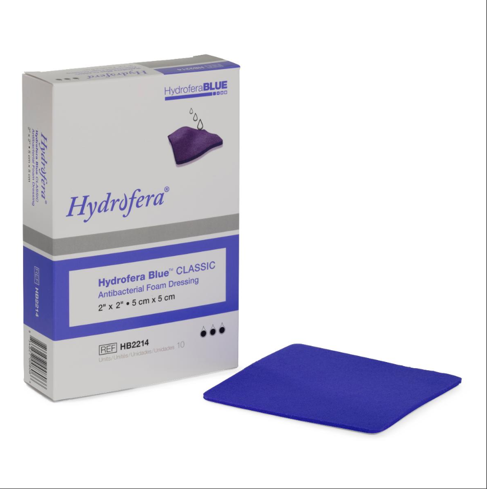 Hydrofera Blue Classic Antimicrobial Foam Dressing – 5 × 5 cm, Sterile, 10/BX