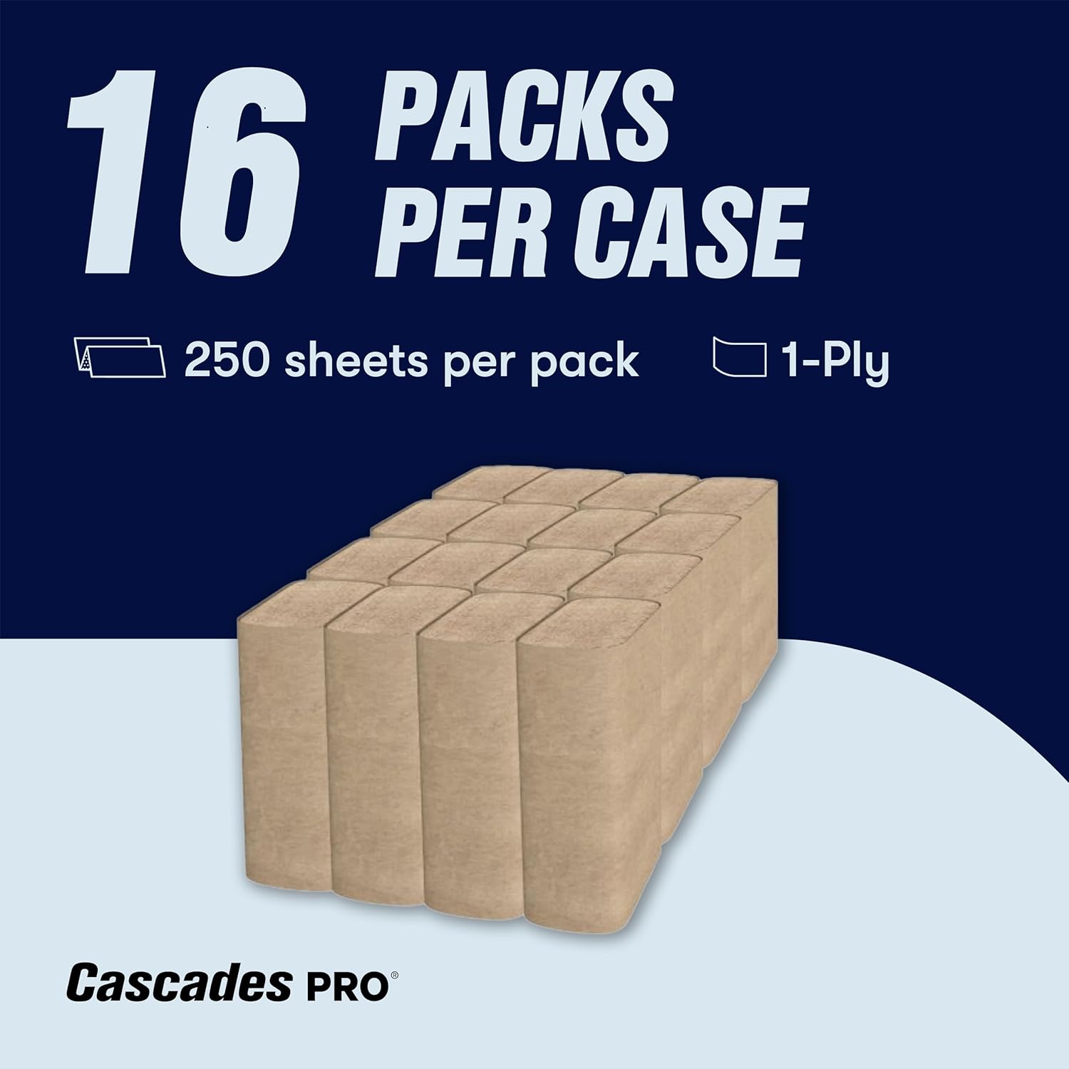 Cascades PRO Select Multifold Hand Towel, 1-Ply, Natural, 250 sheets, 16 packs