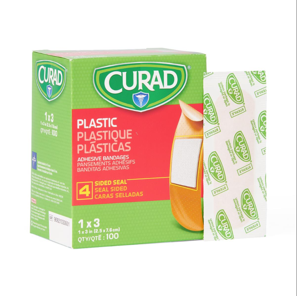 Plastic Adhesive Bandage Strips – 1" × 3", Sterile, 1200/CS