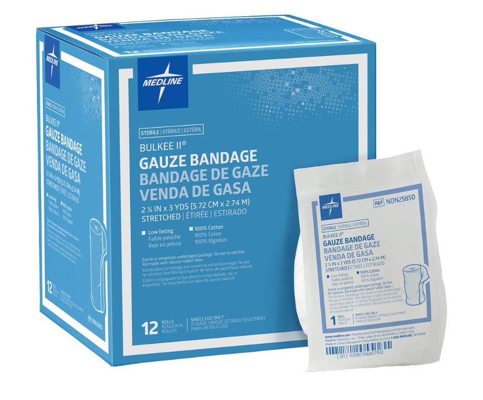 Bulkee II Sterile Gauze Bandage Roll – 2.25" × 3 yd, 96/CS